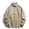 Camisa de algodão masculina nova primavera casual solta cor sólida ferramenta japonesa tendência I camisa de manga comprida