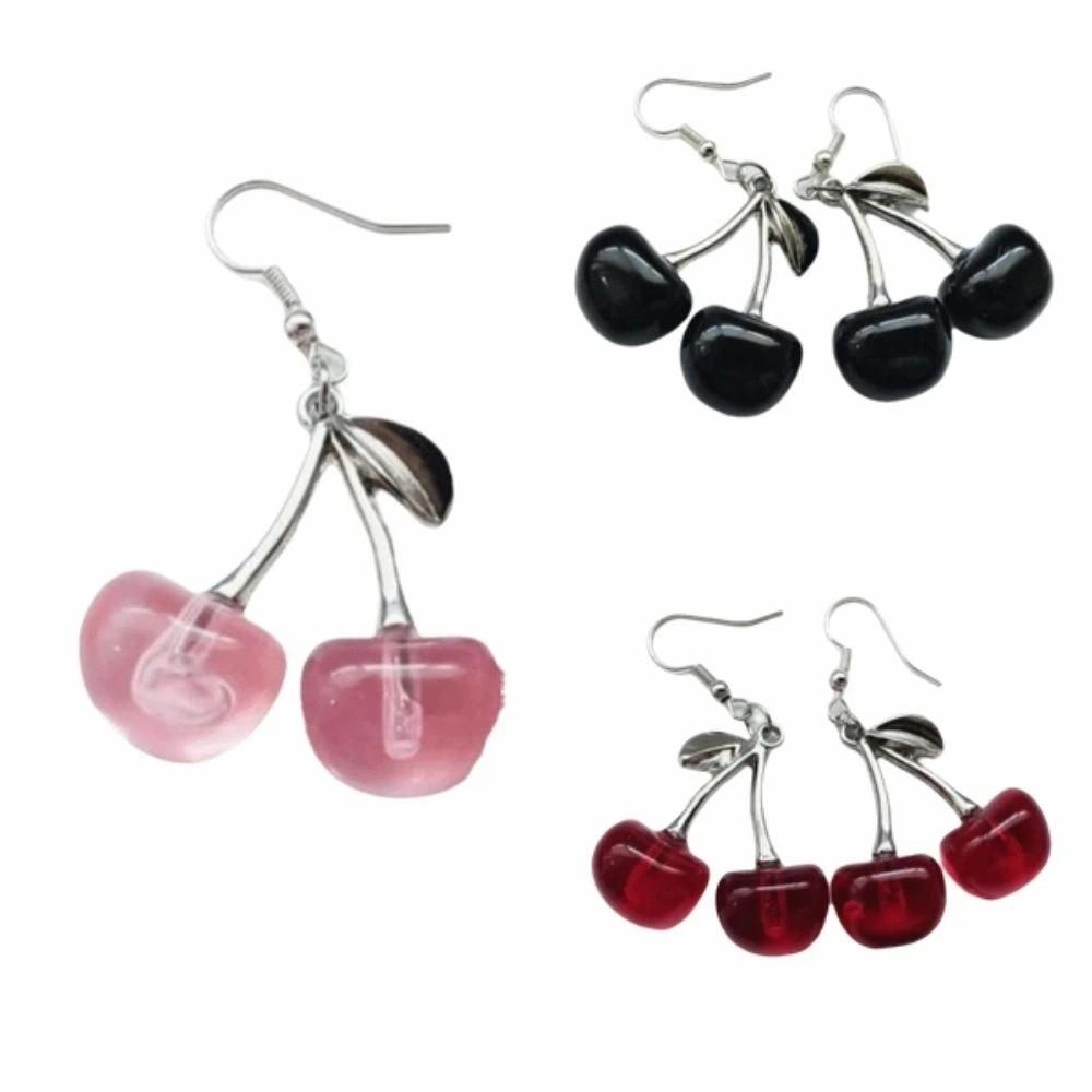 Creative Exaggerate Cherry Earrings Cute Resin Fruit Earrings Ear Jewelry Statement Earrings Holiday Jewelry