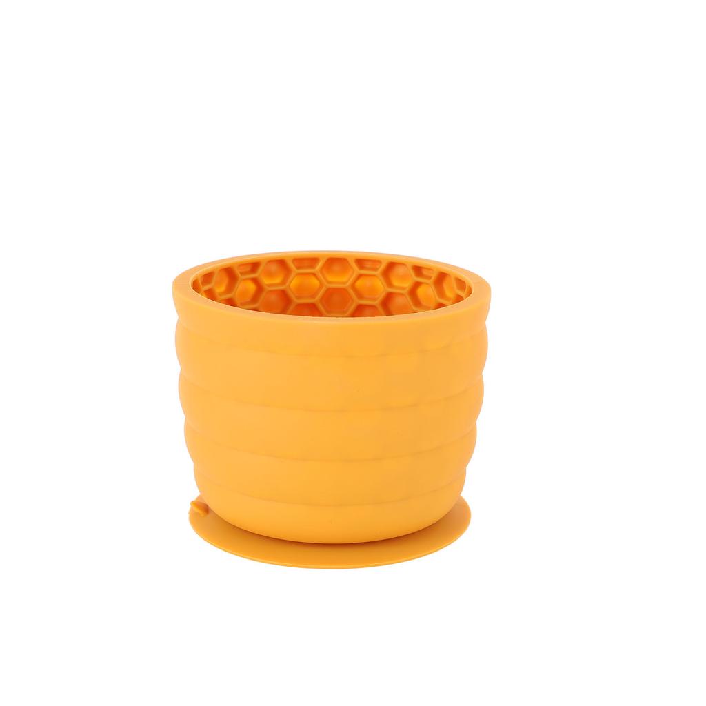 Dog Slow Feeder Lick Bowl Silicone Secure Fixation Washable Dog Slow Eating Bowl for Home Indoor Yellow Small Size