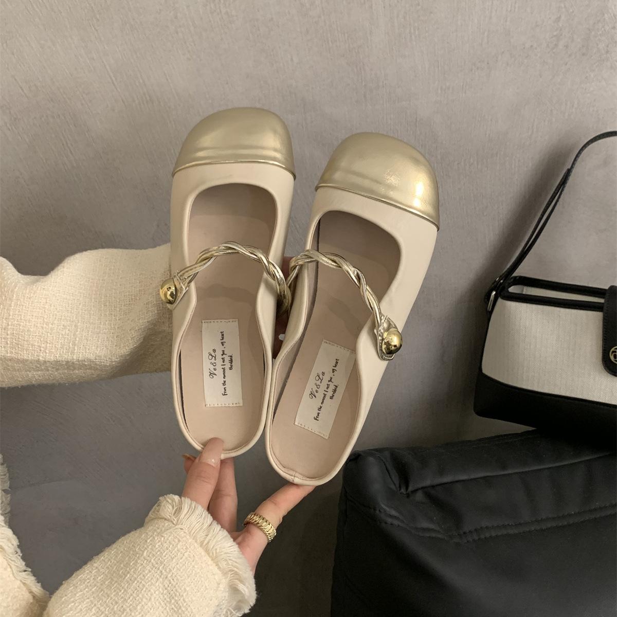 

Баотоу полутапочки женская летняя одежда нежный сказочный стиль темперамент мягкий плоский подошва одна педаль вечерние французские сандалии 40