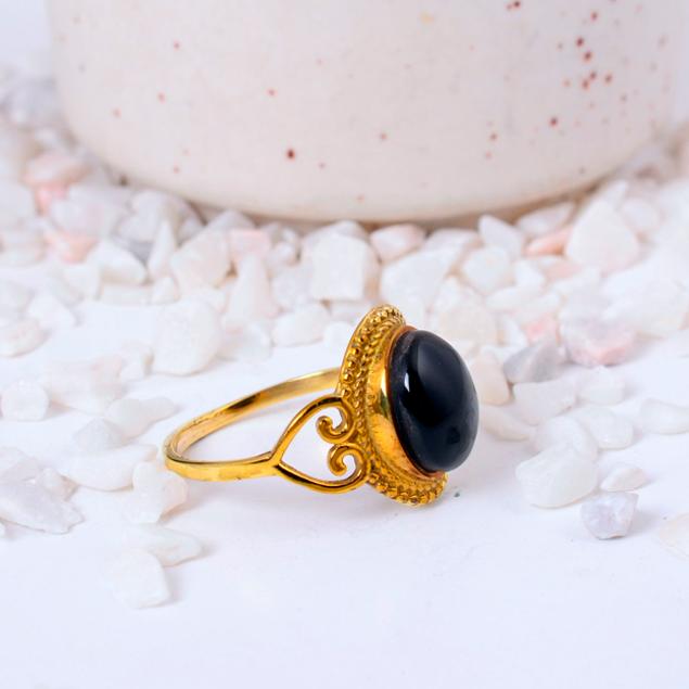 

Латунна каблучка-спінер, широка каблучка для неспокою, прикраса для медитації в стилі бохо з мішаного металу, подарунок для зняття стресу з місячним каменем у цяточку та пір ям, унісекс каблучка на великий палець 3 золотий