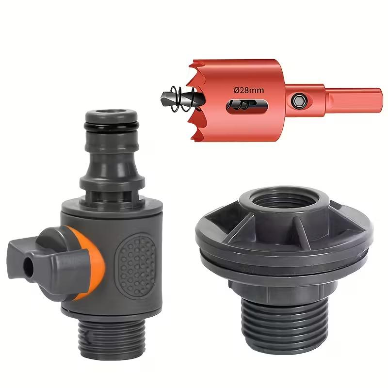 

3Pcs PVC/IBC bucket adapter kit, hole punch, durable rain bucket connector set, 1/2 -DN15 external thread connector