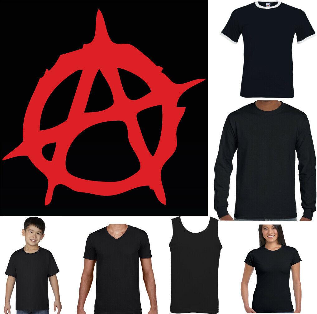 ANARCHY SYMBOL T-SHIRT, Anarchist Revolution Crass Che Guevara Punk Music Logo L