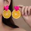 Summer Day Vacation Style Cute Lemon Orange Fruit Heart Shape Earrings for Women New Trendy Personality Simulation Fruit Jewerly