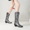 Snake Pattern Autumn And Winter Women'S Boots Medium Boots Cigarette Boots Thick Medium Heel Knight Boots 40-43 Large Size Boots