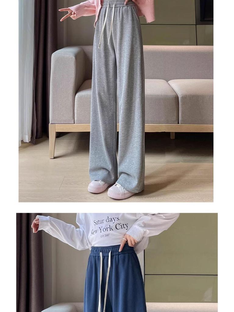 Women's 2025 Spring/Fall Straight Wide-Leg Drawstring High-Waisted Floor-Length Slimming Sweatpants