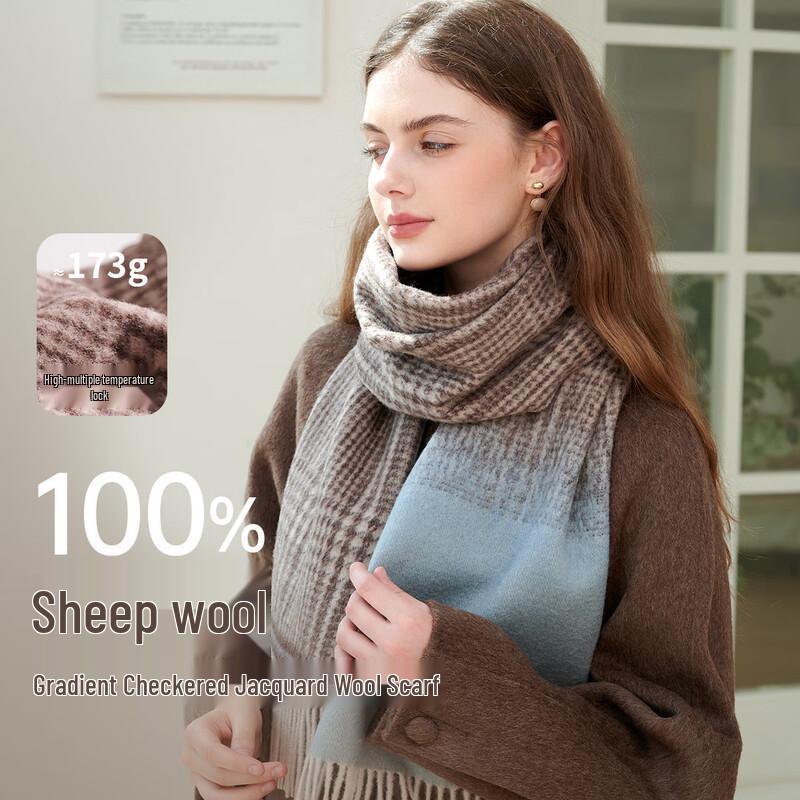 

Women s 2025 Pure Wool Plaid Autumn/Winter Scarf 170*30cm