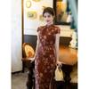 Retro red national style cheongsam 1011 summer new new Chinese style beautiful temperament dress can be worn every day
