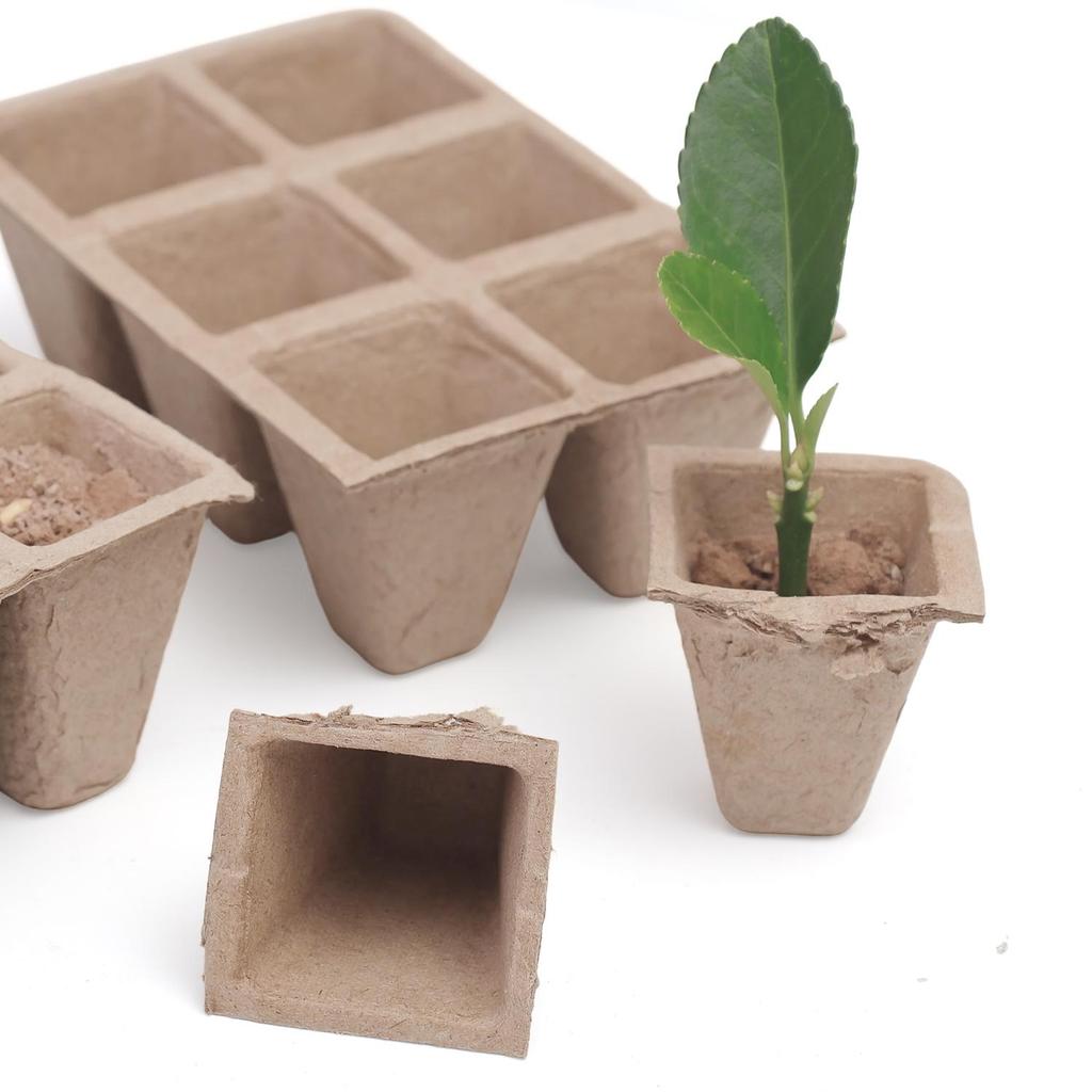 10PCS Paper Pulp Cup Biodegradable Plant Seedling Starter Nursery Tray Gardening Seed Planter Germination Growing Containers