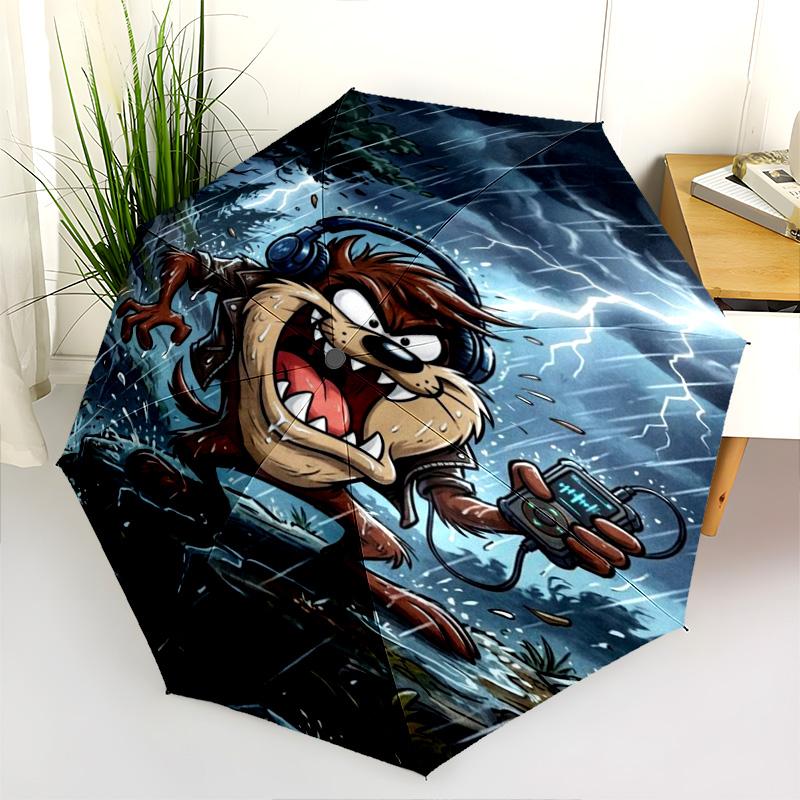 Taz'S Reckless Barber Shop Folding Umbrella Travel 8 Paraphenoid Bones Umbrella Sun Umbrella Printing