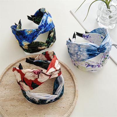 New Vintage Print Bow Hairband Bohemia Wide Hair Hoop For Women Headband Fashion Girls Hair Ties Scrunchie Hair Accessories Gift