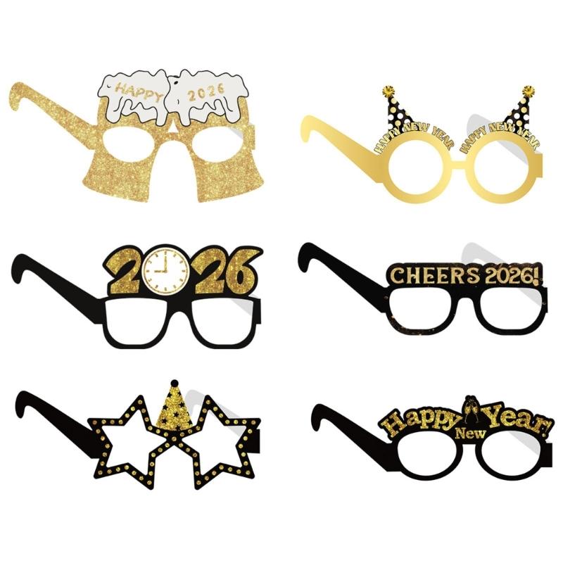 6PCS Paper Party Eyewear With Strong Structure Costume Accessories For 2026 New Year Dances And Outdoor Gatherings