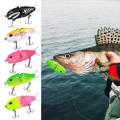 Realistiska Fiskedrag 2-delade Fiskeswimbait Färgglada Mini Dubbelkrok Swim Bait För Torsk Sötvatten Saltvatten Fiskeredskap