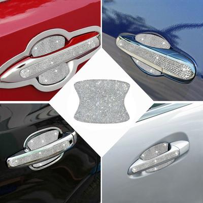 Lot de 8 autocollants universels pour poignée de porte de voiture, avertissement, bande diamantée, sécurité de conduite, accessoires extérieurs de voiture