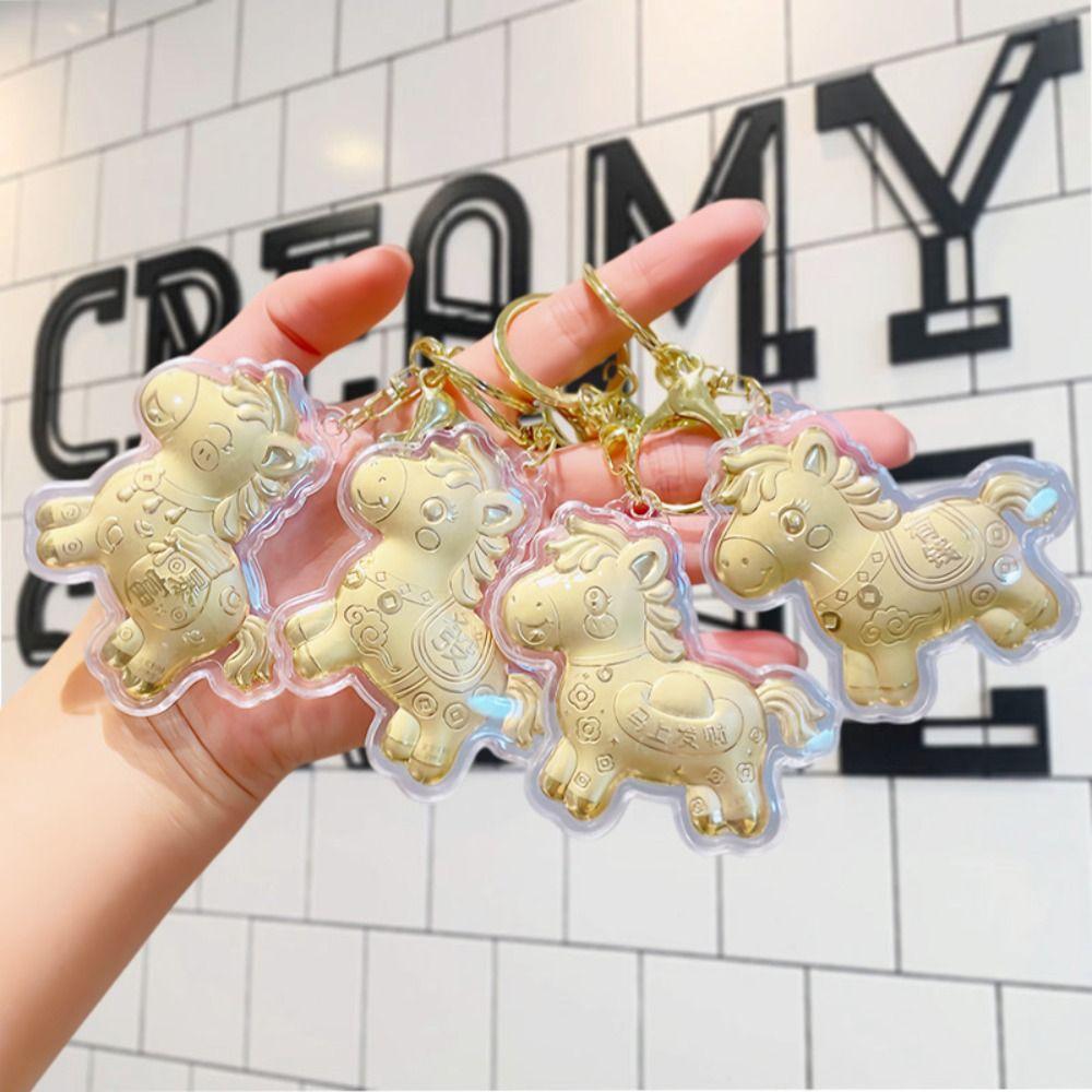 Reichhaltige Goldpferd-Schlüsselanhänger Glückstaschen-Anhänger Taschen-Accessoire Pony-Schlüsselanhänger Chinesisches Neujahr