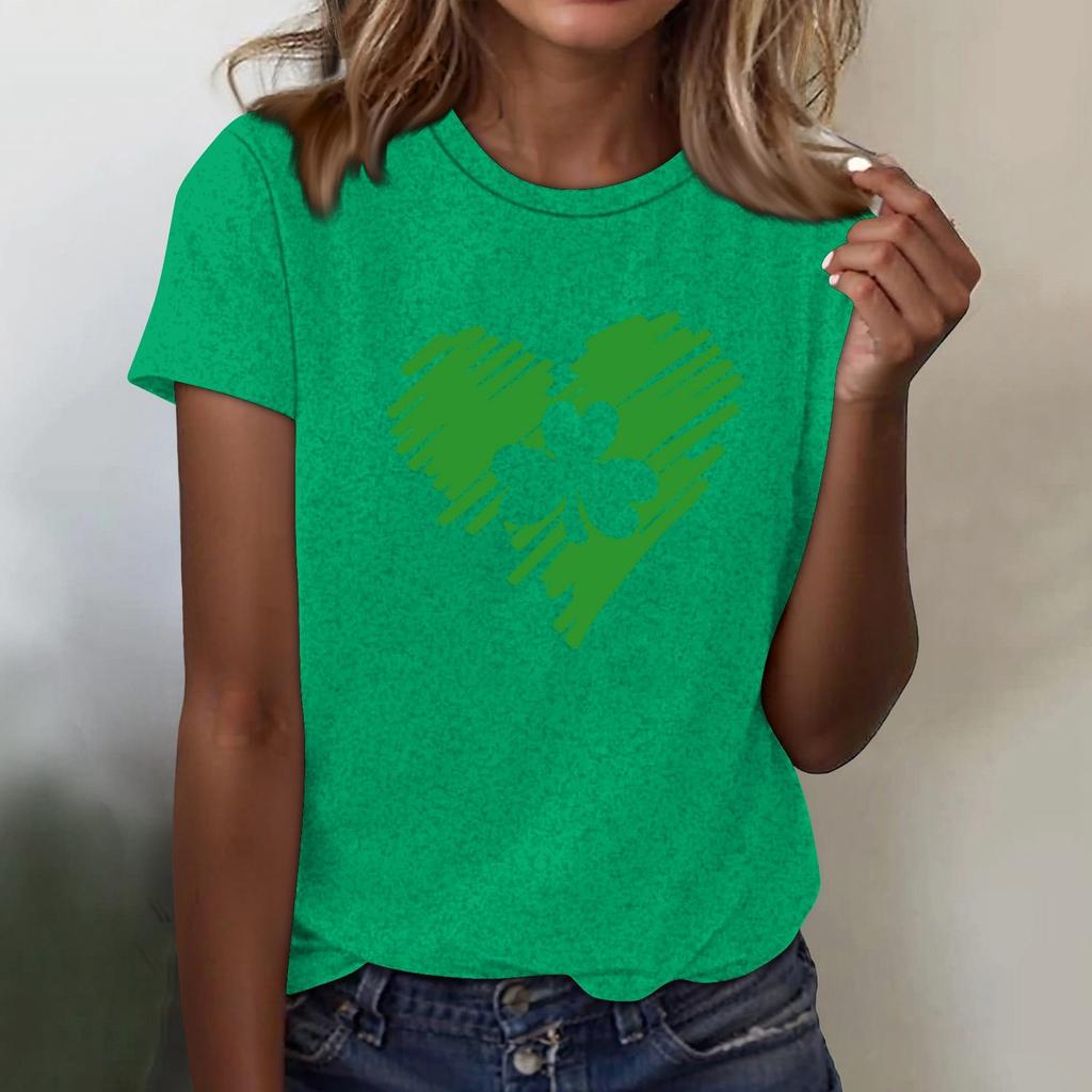 Women's T-shirt Casual Loose St. Patrick's Day Printed Crewneck Pullover Short-sleeved Top