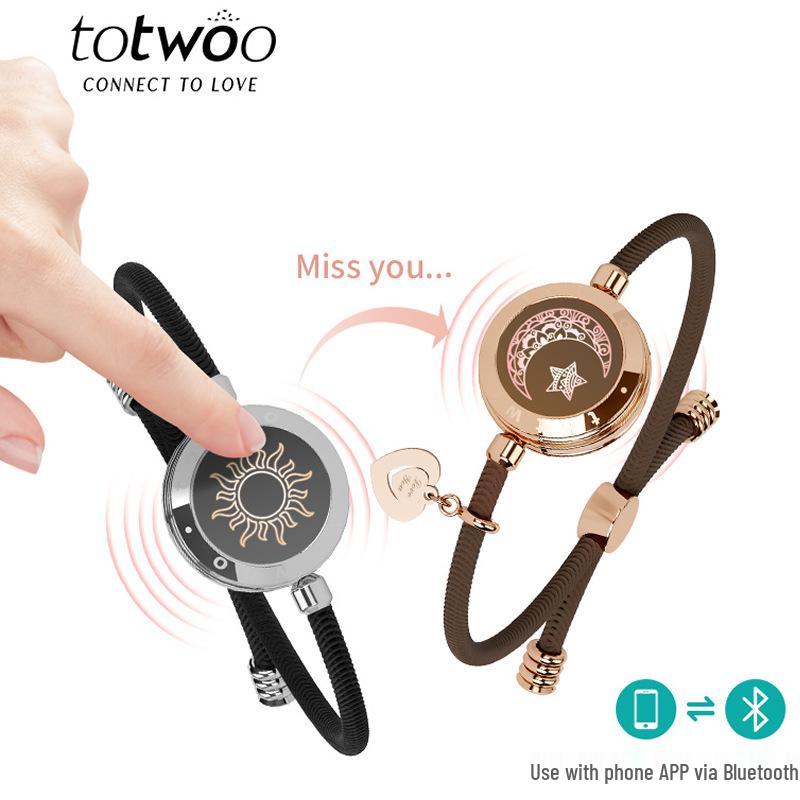 Totwoo Smart Couple Bracelets: Interactive Long-Distance Jewelry with Vibration and Light Sensors.