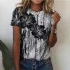 Women's T-shirts Fashion Floral Theme T Shirt Floral Plants Tees Summer Clothing Basic Female Tops Print