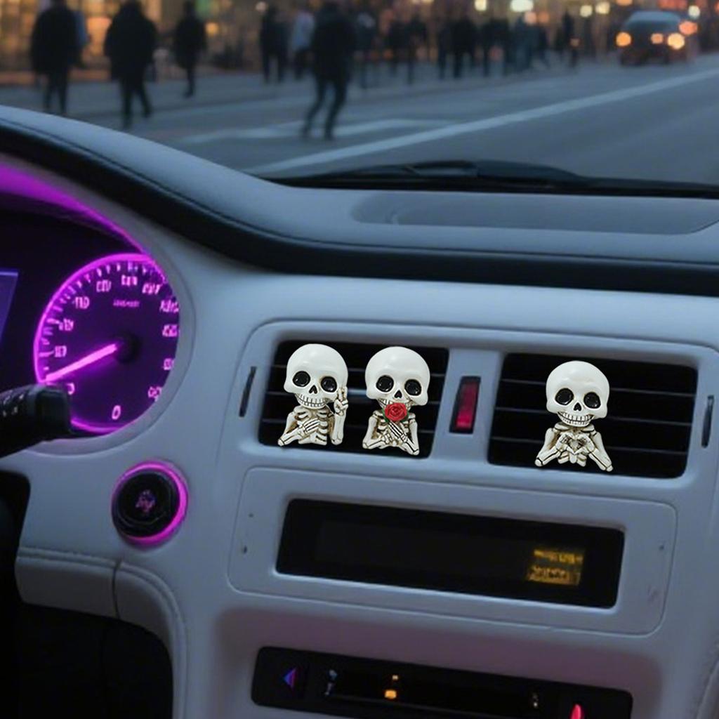 Car Air Freshener Skull Vent Clip Decorative Resin Holder For SUVs Office Home Or Vehicle Customizable Interior Styling