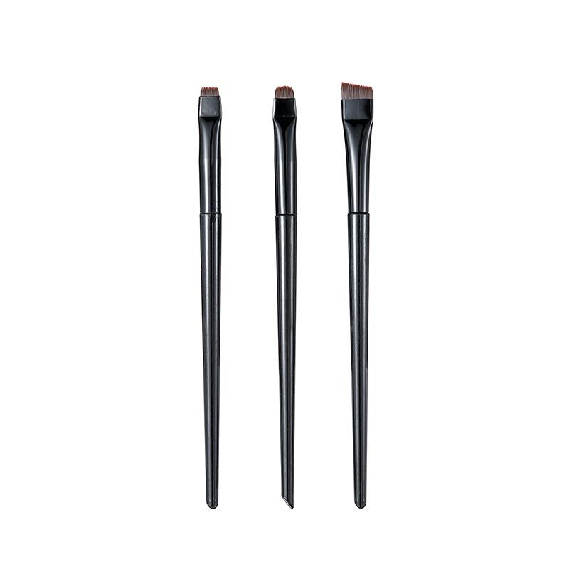 3-Piece Ultra-Thin Eye Makeup Brush Set: Blade Liner, Under-eye Shadow, and Slanted Eyebrow Brushes