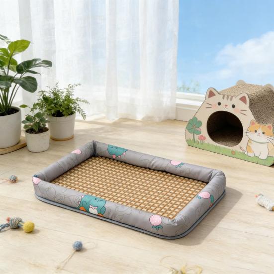 Cat Bed for Indoor Cats Soft Dog Bed with Wicker Mat Anti-slip Pet Sleeping Pad for Kitten Puppy Small Dogs