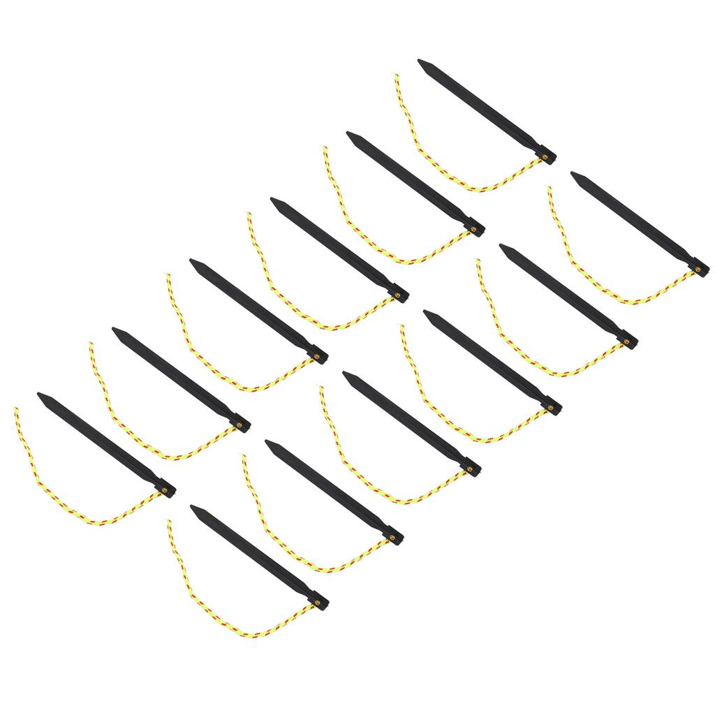 12PCS Tent Stakes Aluminum Alloy Three Edges Lightweight Tent Nail Ground Pegs with Pull Ropes for Backpacking Camping