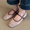French Hollow Woven Flat Mary Jane Women's Shoes 2025 New Retro Versatile One-word Belt Ballet Shoes