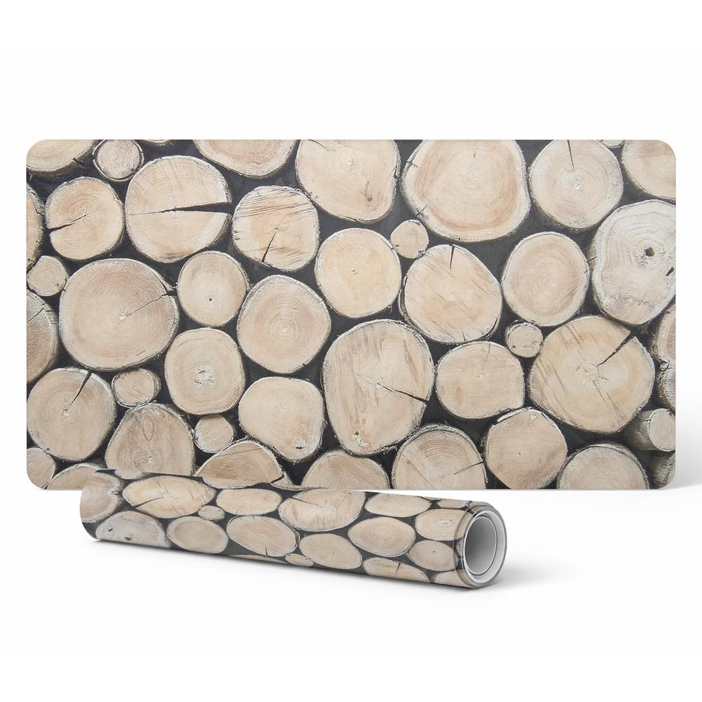 Gaming Protective Mat for Keyboard and Mouse Wooden Discs 100X50 Cm