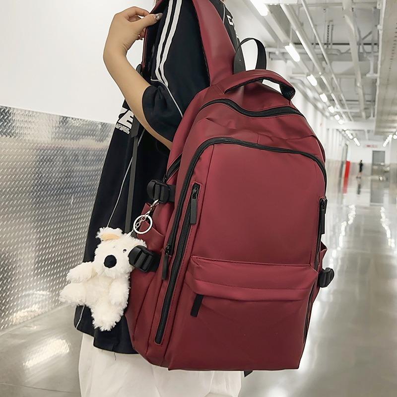 

Трендовый школьный рюкзак для студента колледжа, однотонный, универсальный, легкий, рюкзак для студентки старшей школы, большой вместимости, рюкзак для компьютера single package темно-зеленого