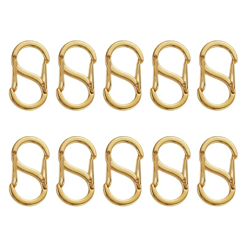

[FUPUTWO] carabiner key ring S-shaped Connection fittings hook stainless steel accessories (Gold 22mm)