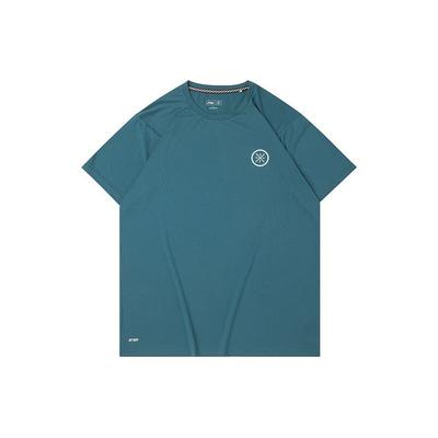 Li Ning Seria Wade Jedwab Lodowy Szybkoschnący Okrągły Dekolt Krótki Rękaw T-shirt Męskie Koszulki Kolor Zielony Wodny ATSQ231-6