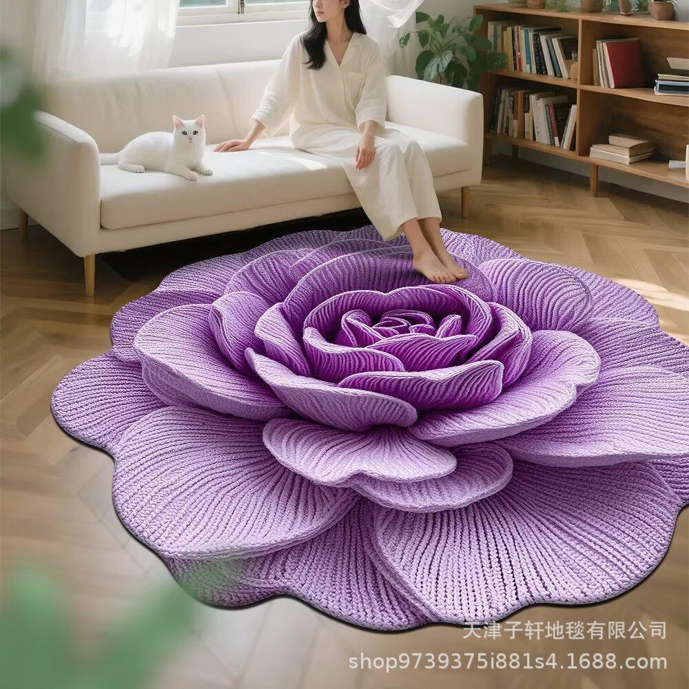 3D Flower Living Room Decoration Carpet Bedroom Bedside Carpet Bathroom Absorbent Mat