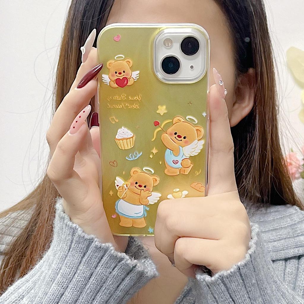 Laserové pouzdro Cupid Bear ze silikonu pro Xiaomi Redmi Note 12 11 Samsung A54 A24 A14 Oppo A78 A58 A38 Tecno Spark 10 30C Funda Malovaný kryt Měkký TPU nárazník