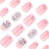 24 Stück Kurze Press-on-Nägel Künstliche Nägel Mit 3D-Schleifen-Charms Designs Acryl Französische Aufklebe-Nägel Maniküre Nagelkunst
