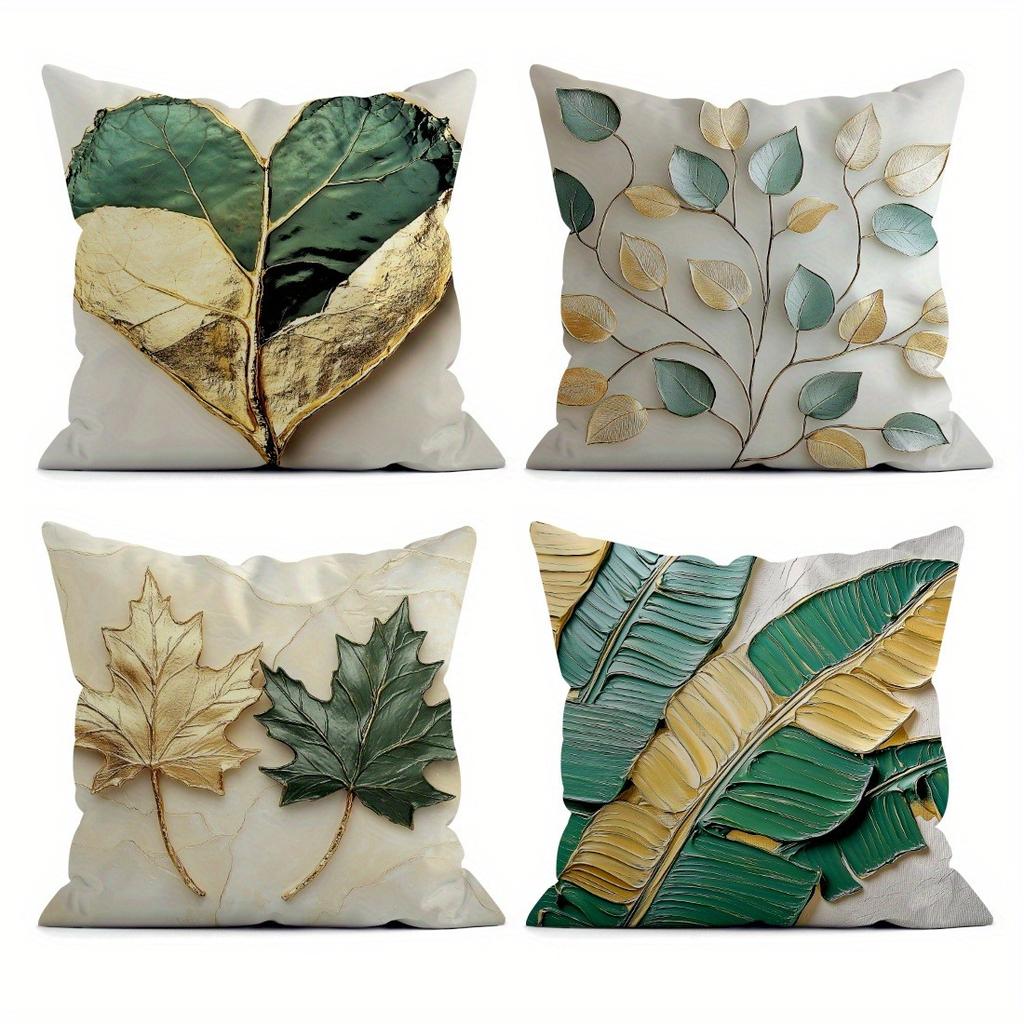 Simple Leaf Pattern Home Decor Pillowcase Bedroom Living Room Sofa Decoration Polyester Cushion Cover with Zipper
