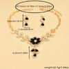 3 Pieces of Women's Trendy Camellia Water Drop Earrings, Necklace, Zircon Set, Wedding Banquet Party, Holiday Gift