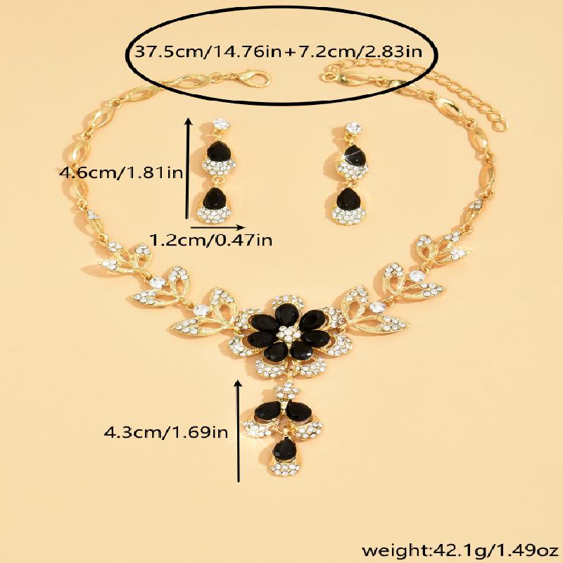 3 Pieces of Women's Trendy Camellia Water Drop Earrings, Necklace, Zircon Set, Wedding Banquet Party, Holiday Gift