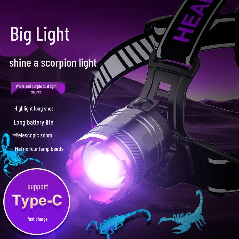 Lampada frontale UOSU a 3 LED UV per rilevamento scorpioni