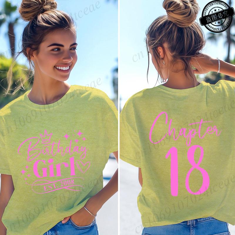 T-shirt da Donna Divertenti Ragazza del Compleanno Nata nel 2008 Regali per Ragazze Magliette Capitolo 18 Ragazza del 18° Compleanno Top Grafici Streetwear Retro
