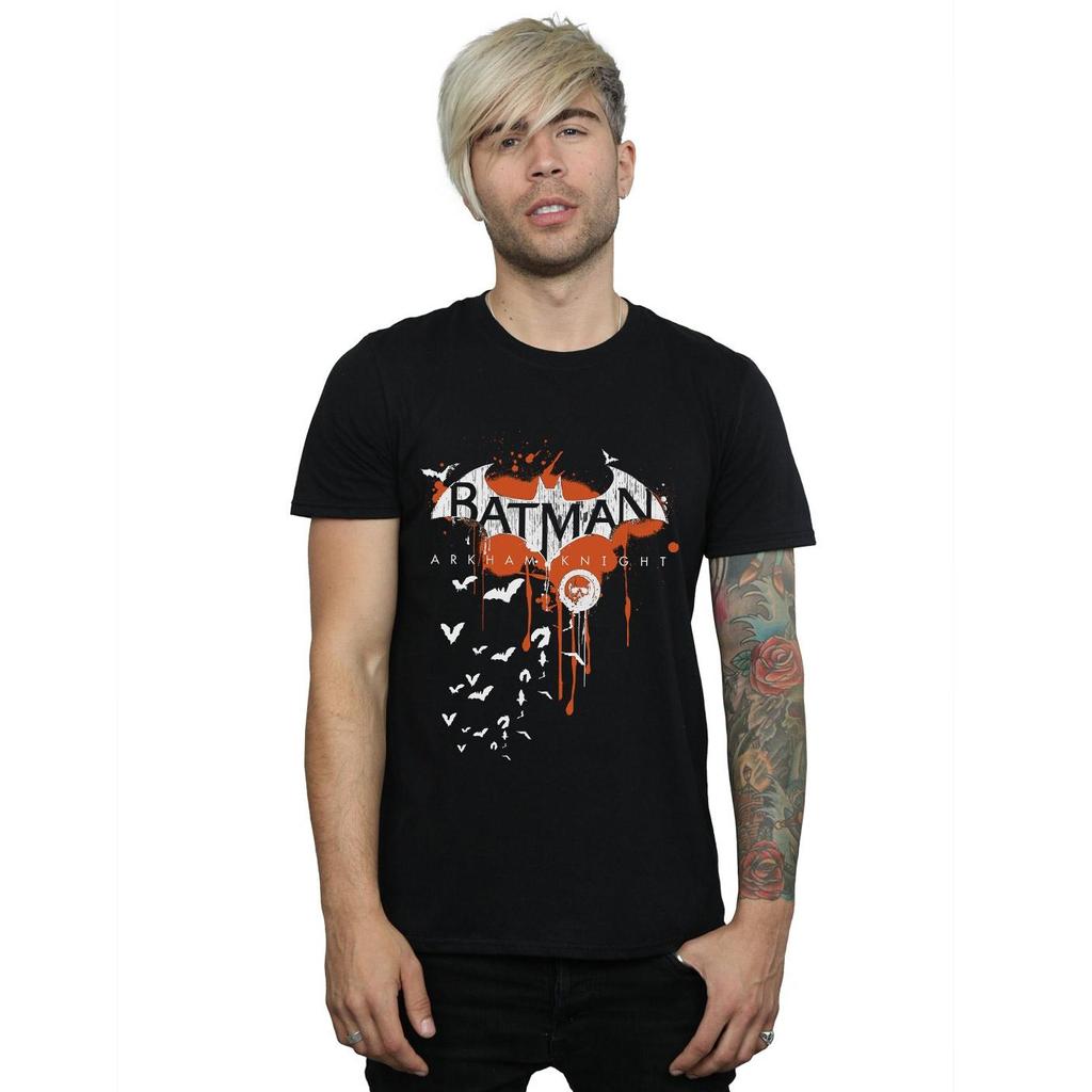 DC Comics Mens Batman Arkham Knight Halloween Logo Art T-Shirt