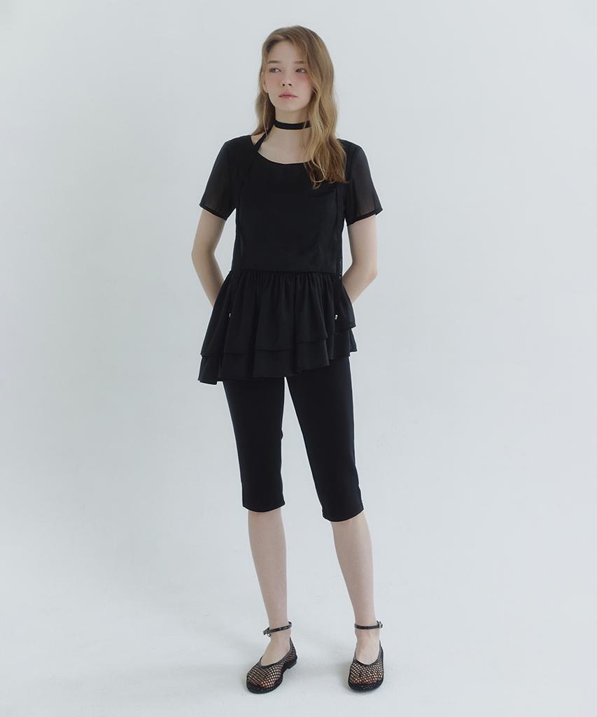 MICANE Elira Shorts Sleeve Tiered Blouse-Tie Set