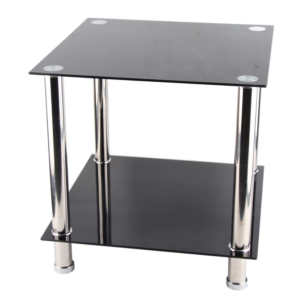Black Glass Chrome Legs Coffee Side Coffee Lamp End Table