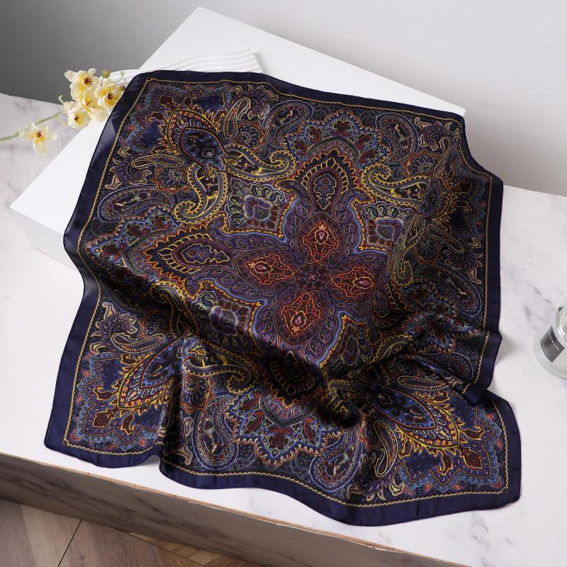Silk Women's Square Scarf - Chinese Style Headscarf for Spring, Summer, Autumn - Neck Protection & Warmer - Elegant Thin Mom Style