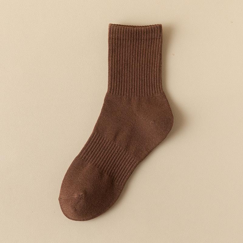 Unisex Mid-Calf Socks: Autumn/Winter High-Elastic, Solid Color, Casual Warm Socks