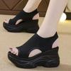 Sandali da donna estivi con zeppa, in tessuto elastico, con copripiedi, sandali da donna, suola spessa, alla moda, scarpe casual da urlo