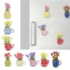 8 Piezas Miniaturas Resinas Imánes de Jarrón Para Nevera Decoraciones de Oficina Magnético 3D Jarrones de Brotes Maceta Adornos de Refrigerador