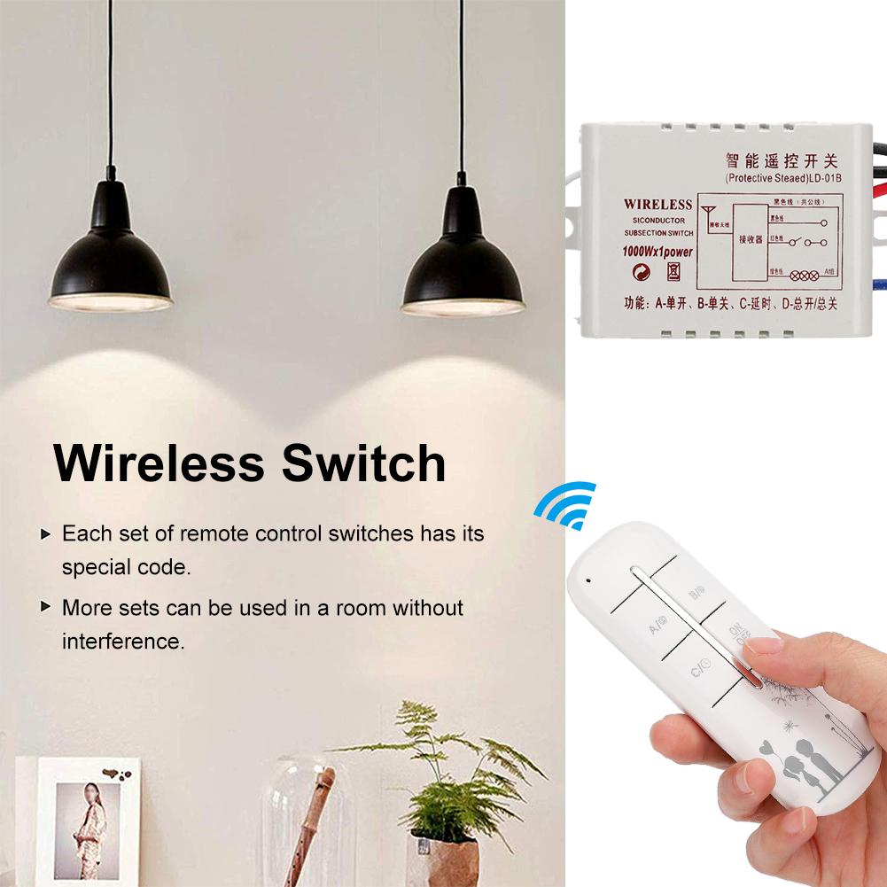 220V 1 CH Lamp Wireless Wall Remote Smart Switch Receiver Remote Control Transmitter