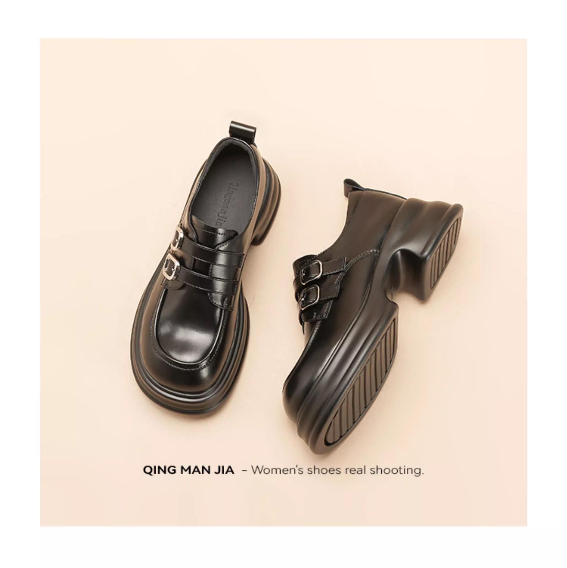 

Женские ретро лоферы Мэри Джейн из кожи на толстой подошве, весна 2025 35 чёрный