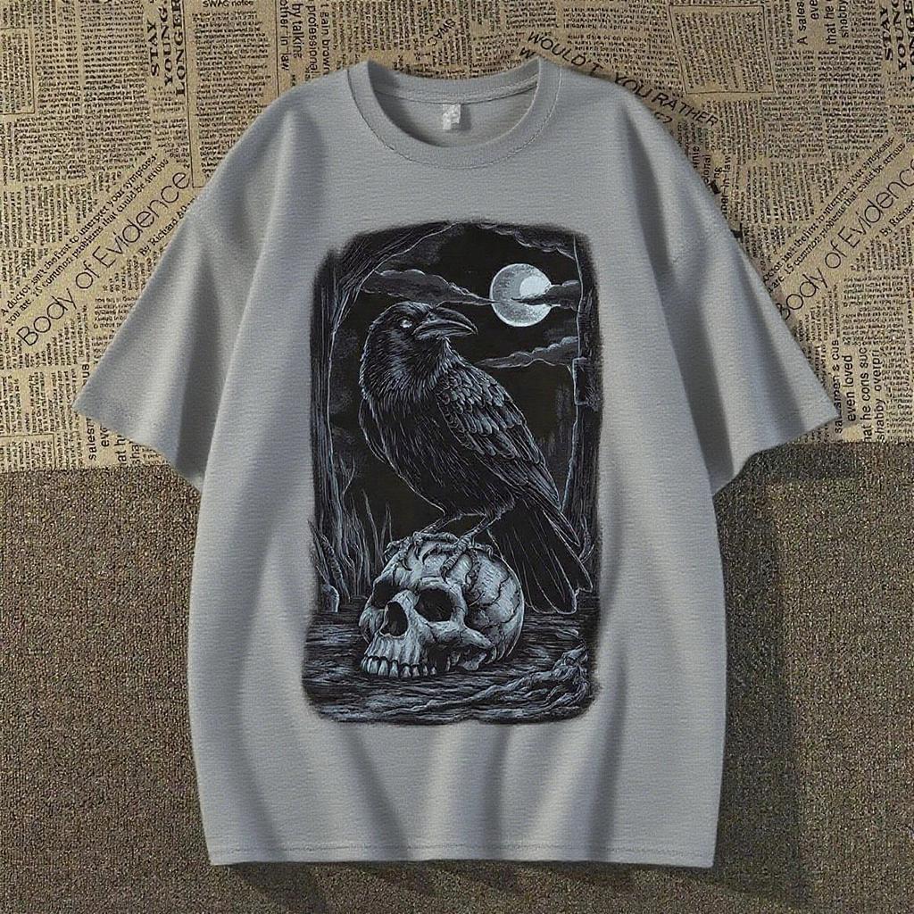 2025 American Devil Style Printed Short-sleeved Summer Casual Fashion Top Crew Neck Cotton Cool Breathable T-shirt