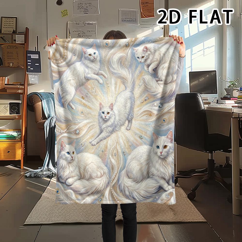 1Pc Vibrant Mandala Cats Print Flannel Blanket,High Quality Comfortable for All Seasons,Home Decor,Warmth and Comfort,Perfect for Christmas Gifts